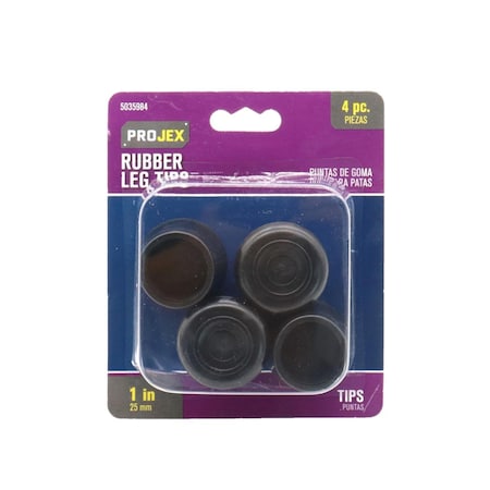 Kd Gabinetes 1 in. Rubber Leg Tip Black Round, 4PK KD3307269